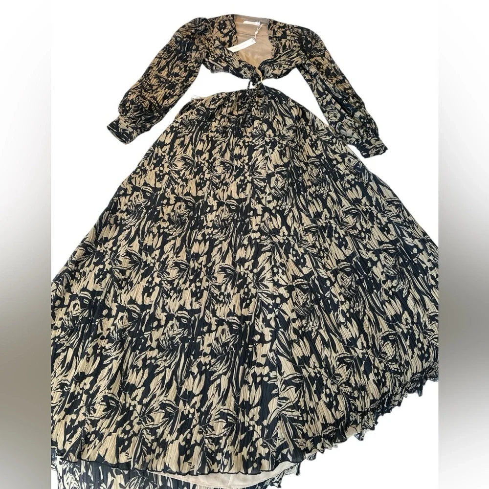 NWT JONATHAN SIMKHAI Priya Cutout Printed Chiffon Maxi Dress - Picture 5 of 14